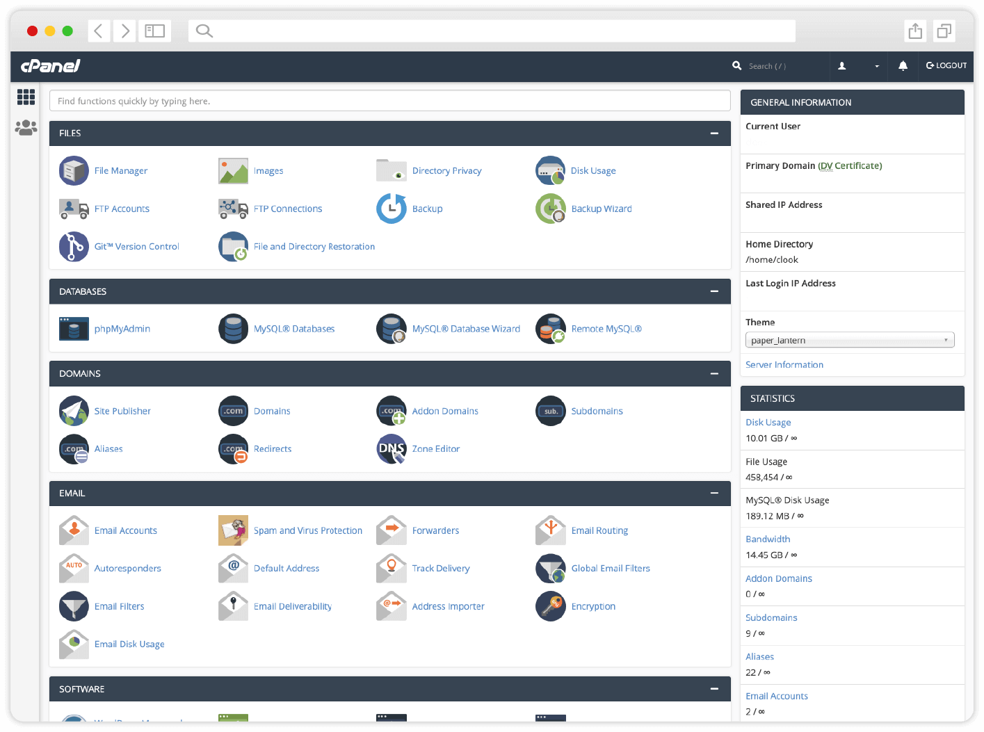 cPanel UI