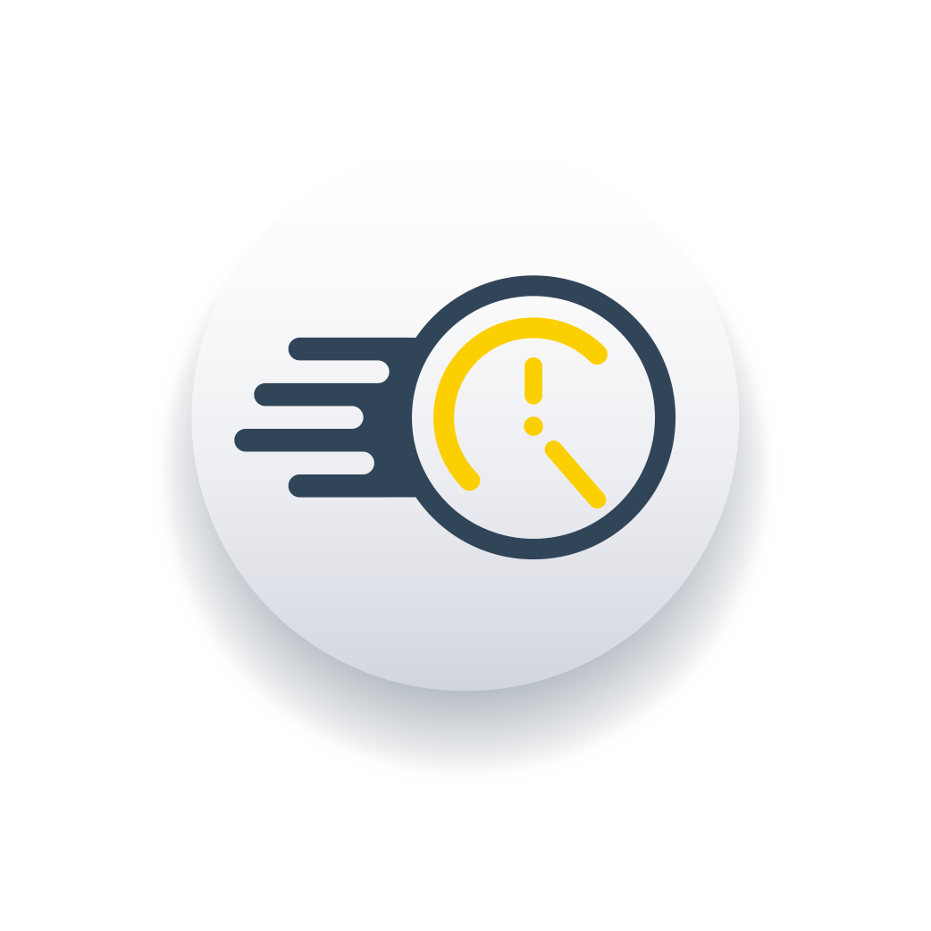 Icon depicting a clock and speed